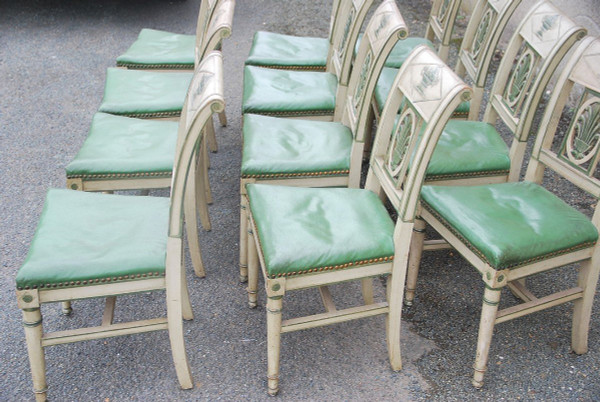 Suite Of 12 Directoire Lacquered Chairs