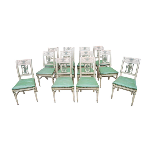 Suite Of 12 Directoire Lacquered Chairs