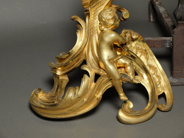 Pair of allegorical andirons from the Louis XV period