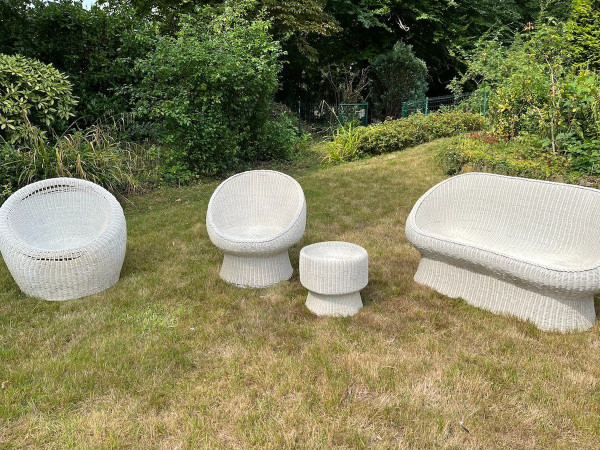 Ensemble De Jardin En Rotin Blanc Style Bonacina