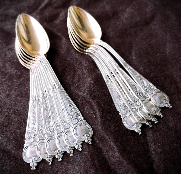 11 delightful espresso/mocha spoons in sterling silver and 925 vermeil