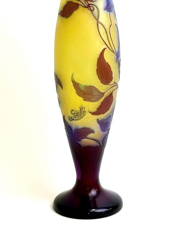 Emile Gallé Vase Art Nouveau  "clématites'