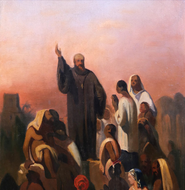 Casimir de Balthasar 1811-1875 Saint Francis Xavier preaching in the Indies (?), painting, circa 1850