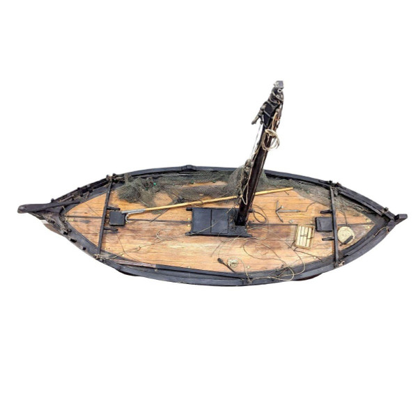 Marseillaise Barque Boat Model Said "Pointu" Sailing Fishing Boat In Provence. Early 20th century