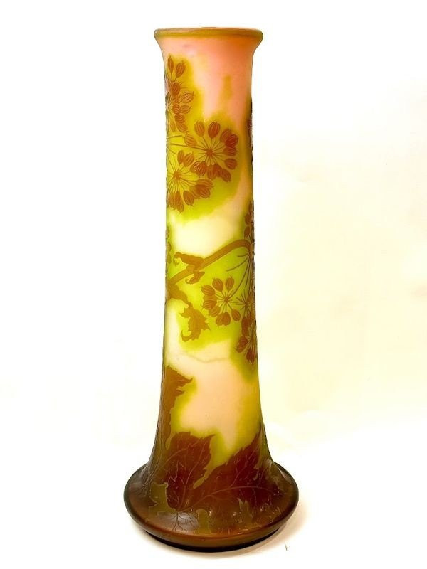 Emile Gallé Large Art Nouveau Vase "Aux Ombelles