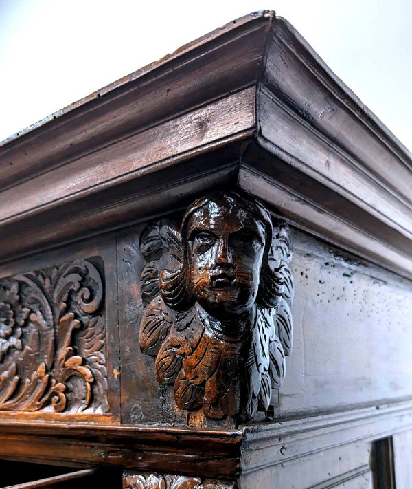 Four 17th Century Walnut Doors With Putti Decor