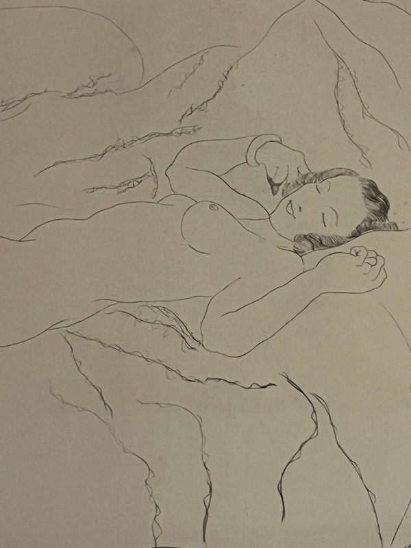 Louis Moyano (1907-1994) Pointe Sèche, Female Nude