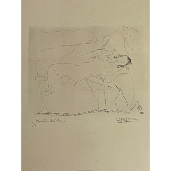 Louis Moyano (1907-1994) Pointe Sèche, Female Nude