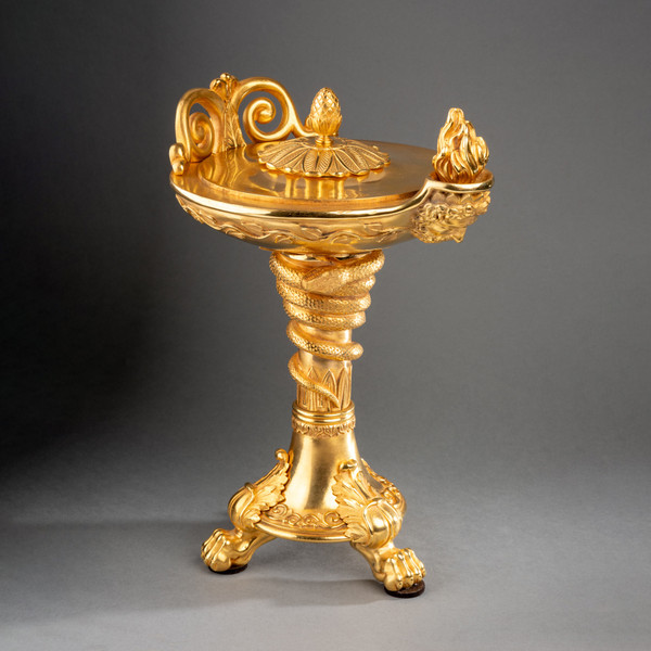 Trompe-l’oeil Encense Burner in Gilded Bronze, 19th Century