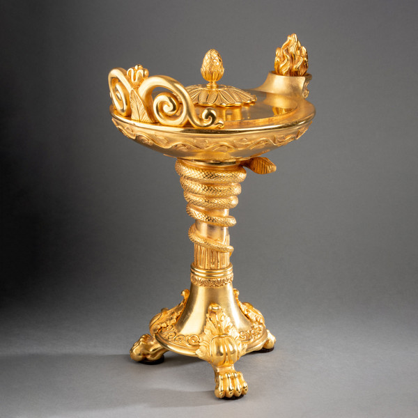 Trompe-l’oeil Encense Burner in Gilded Bronze, 19th Century