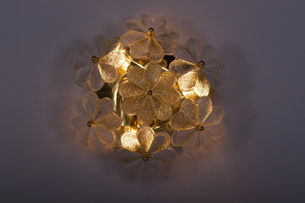 Ernst Palme Brass Floral Wall Lights