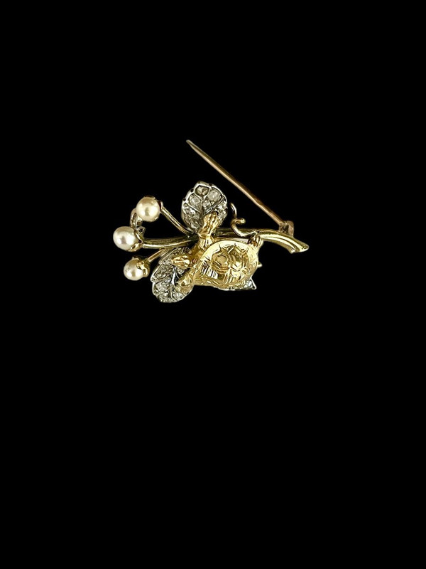 Gold, Silver and Diamond "Turtle" Brooch