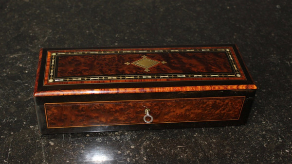 Napoleon III period jewelry box In late 19th century marquetry