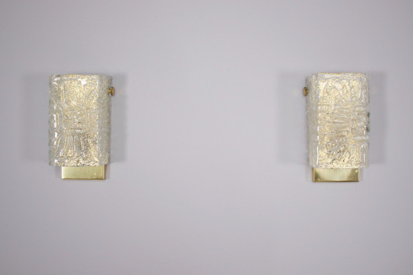 Pair Of Crystal & Brass Sconces 1970's