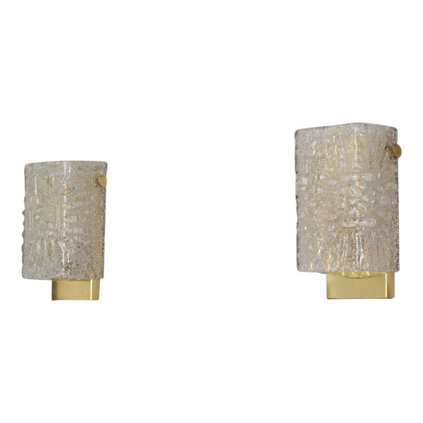 Pair Of Crystal & Brass Sconces 1970's