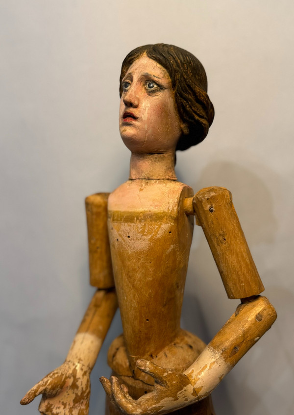 Capipote napolitaine, mannequin de procession, bois sculpté Italie 18ème