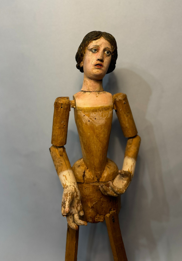 Capipote napolitaine, mannequin de procession, bois sculpté Italie 18ème