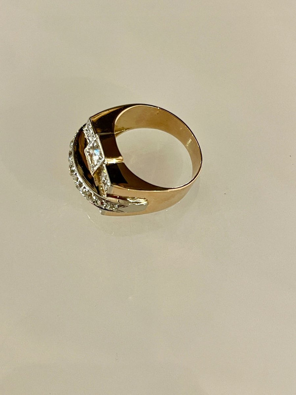 Gold, Platinum And Diamond Tank Ring