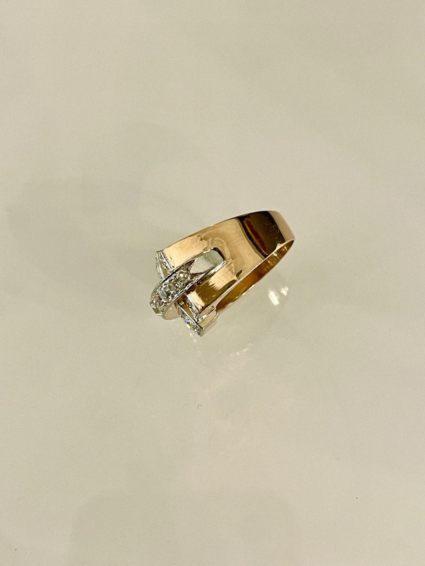 Gold, Platinum And Diamond Tank Ring