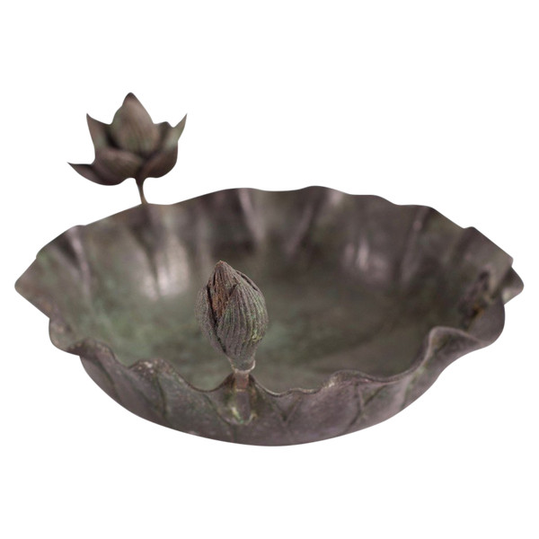 Empty Japanese Frog Ikebana Lotus Pocket Bowl