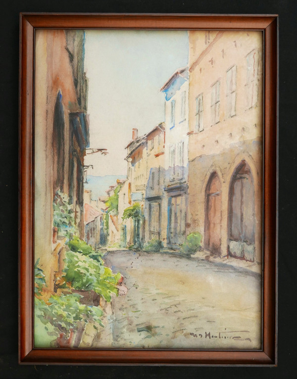 Henri Jacques Hippolyte PÉRIER d'HAUTERIVE, Ruelle in Morlaàs in the Béarn region of France