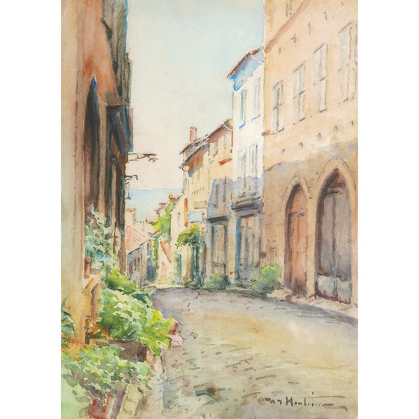 Henri Jacques Hippolyte PÉRIER d'HAUTERIVE, Ruelle in Morlaàs in the Béarn region of France