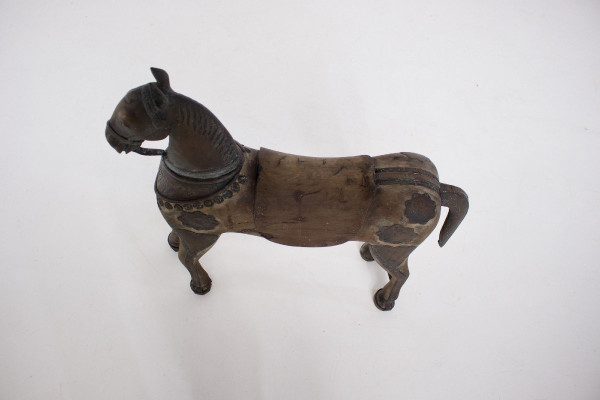 Cheval De Temple En Bois Et Bronze