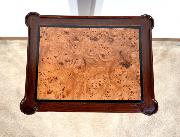 Small Chiffonnière table in mahogany and Amboine burl, Louis XVI period - Late 18th century