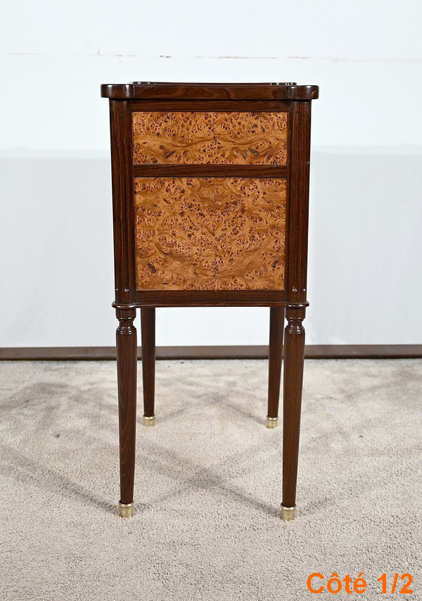 Small Chiffonnière table in mahogany and Amboine burl, Louis XVI period - Late 18th century