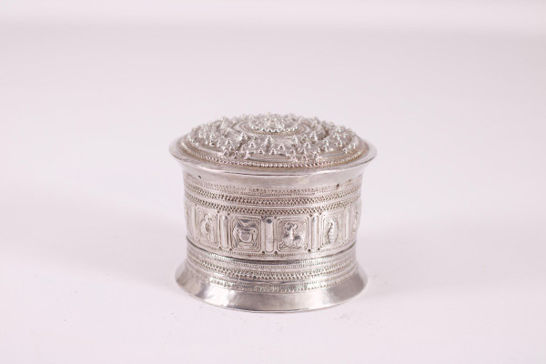 Large Silver Betel Box Burma