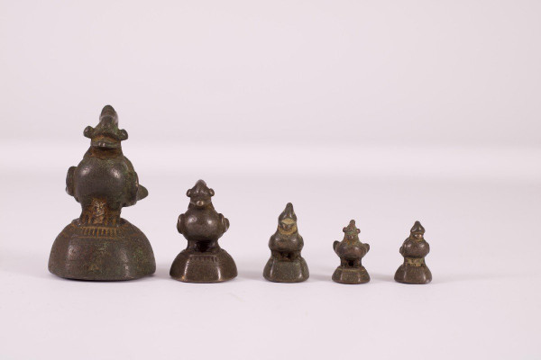 5 Opium Weights In Bronze Bird Hintha Burma Myanmar.