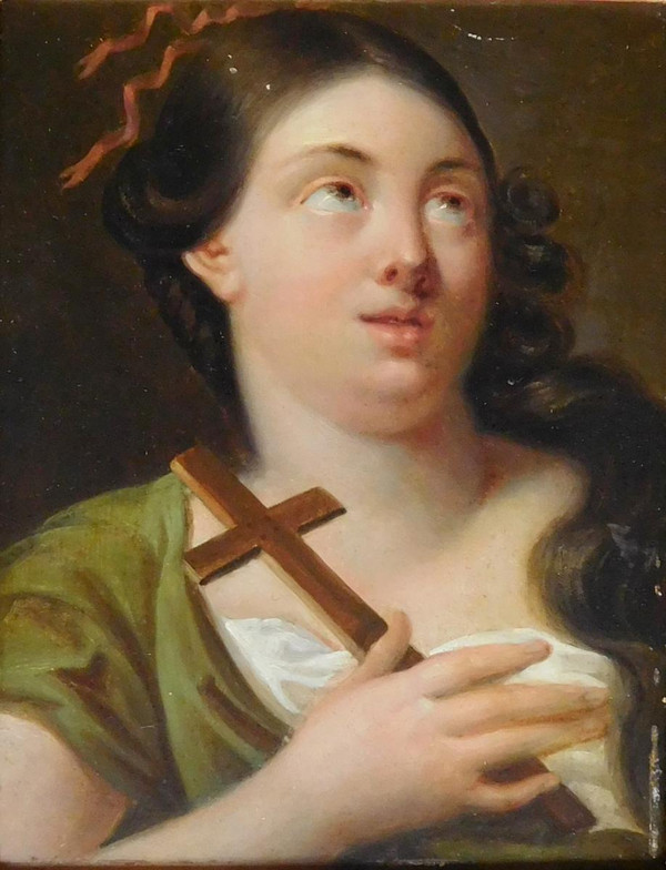 School From The Early 19th Century, Portrait Of Saint Mary Magdalene, Hsp Golden Frame