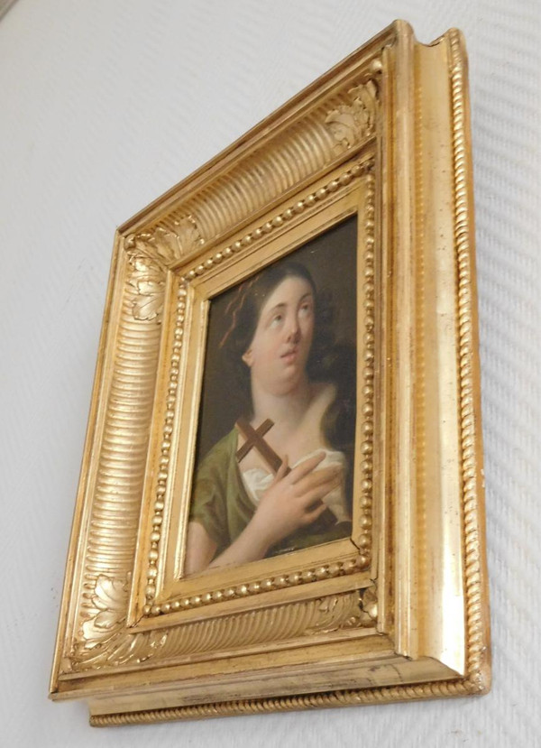 School From The Early 19th Century, Portrait Of Saint Mary Magdalene, Hsp Golden Frame