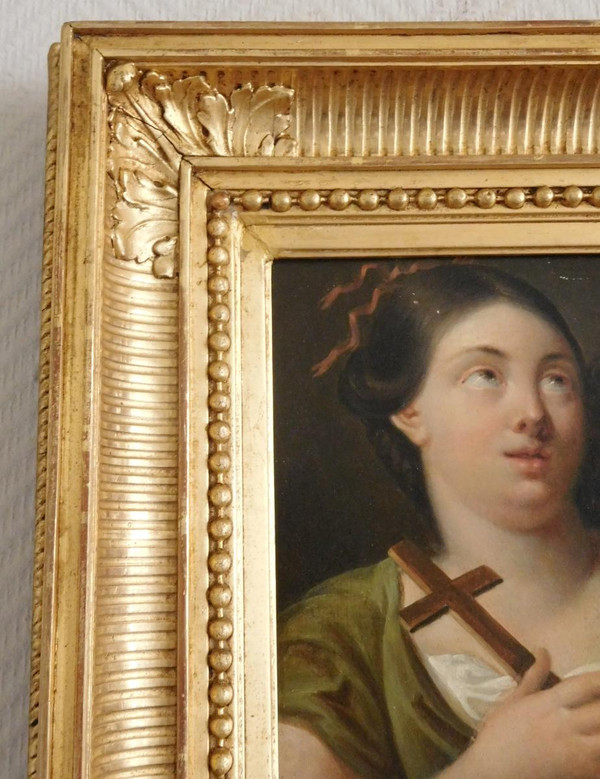 School From The Early 19th Century, Portrait Of Saint Mary Magdalene, Hsp Golden Frame