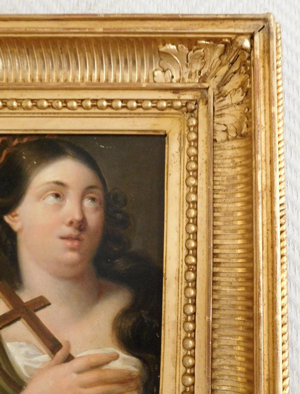 School From The Early 19th Century, Portrait Of Saint Mary Magdalene, Hsp Golden Frame