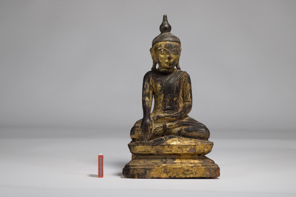 Burmese Buddha In Golden Wood