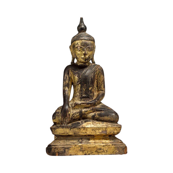 Burmese Buddha In Golden Wood