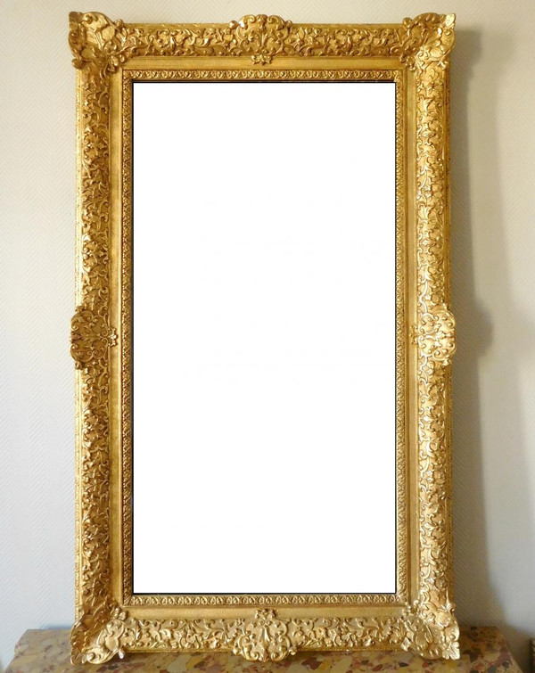 Miroir d'Entre Deux Ou De Cheminée Bois Doré Style Louis XIV Régence - Glace Mercure 160 X 96cm