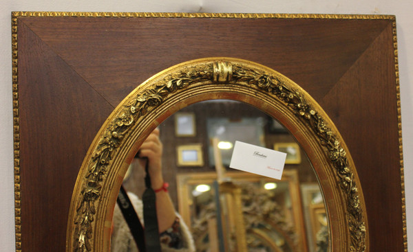 Rectangle Medallion Mirror, Wood And Gold 53 X 63 Cm