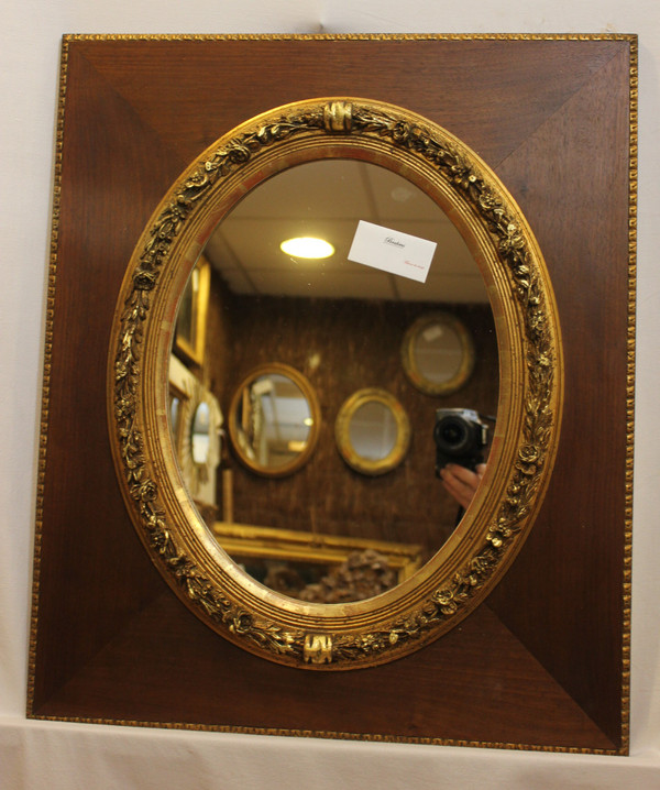 Rectangle Medallion Mirror, Wood And Gold 53 X 63 Cm