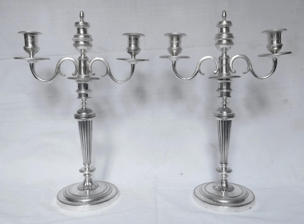 pair of Candelabra, Model of the Château De Fontainebleau Silver Bronze th. Empire Restoration