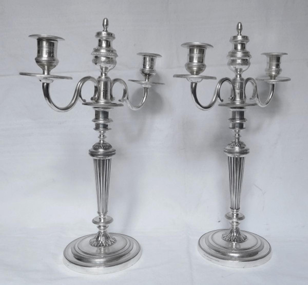 pair of Candelabra, Model of the Château De Fontainebleau Silver Bronze th. Empire Restoration