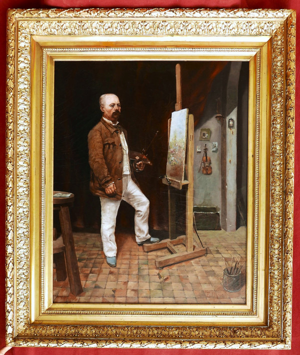 Jules Ernest GRÉBY zugeschrieben, Selbstporträt des Künstlers in seinem Atelier