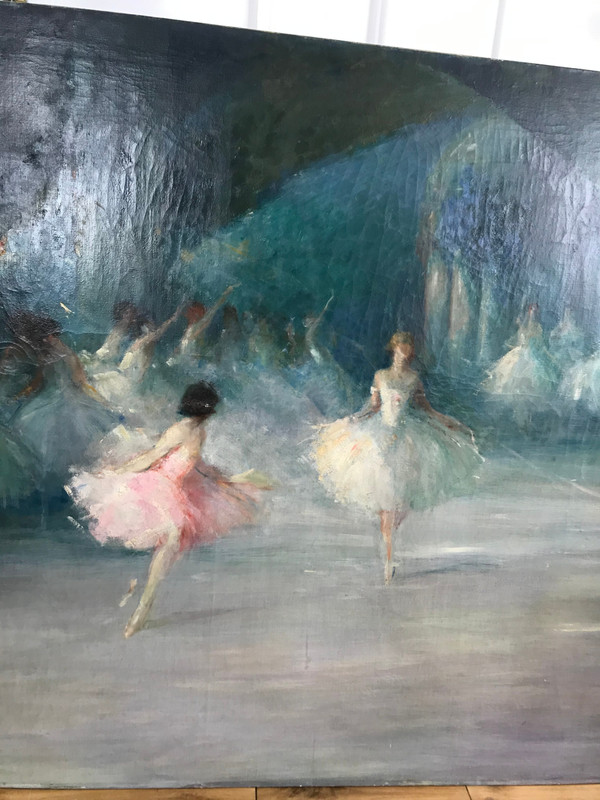 EXCEPTIONNELLE PEINTURE SUR TOILE " SALLE DE BALLET DE L OPERA DE PARIS "DE ALBERT EMILE DELLUC 