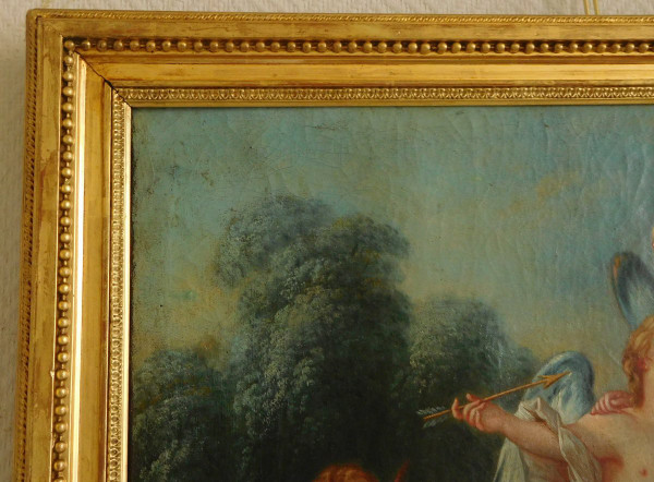 Ecole Du 18e Siècle, Suiveur De Boucher - Venus Et Cupidon Scène Mythologique, Huile Sur Toile