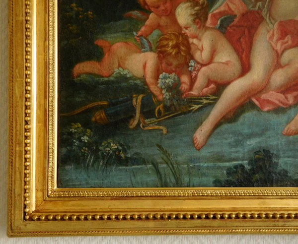 Ecole Du 18e Siècle, Suiveur De Boucher - Venus Et Cupidon Scène Mythologique, Huile Sur Toile