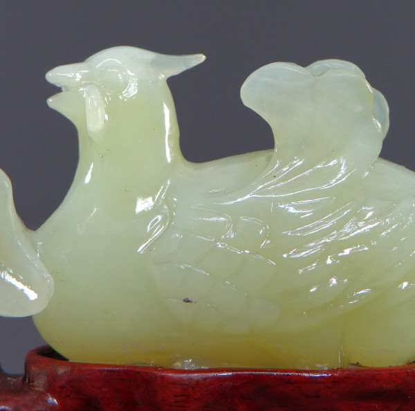 Chine, Années 1950/1960, Sculpture En Jade Canard Et Fleur. 