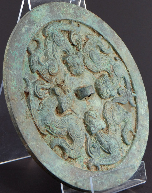 China, Qing Dynasty, Early 19th Century or Earlier, Large Bronze Funerary Mirror.