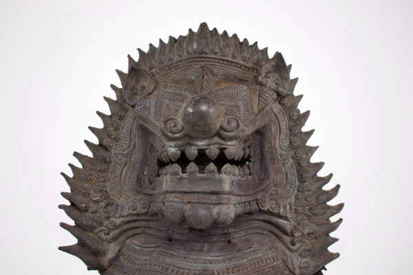 Paire De Singha Gardiens de Temple En Bronze (88cm)