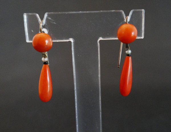 Ancient Coral Drop Earrings.